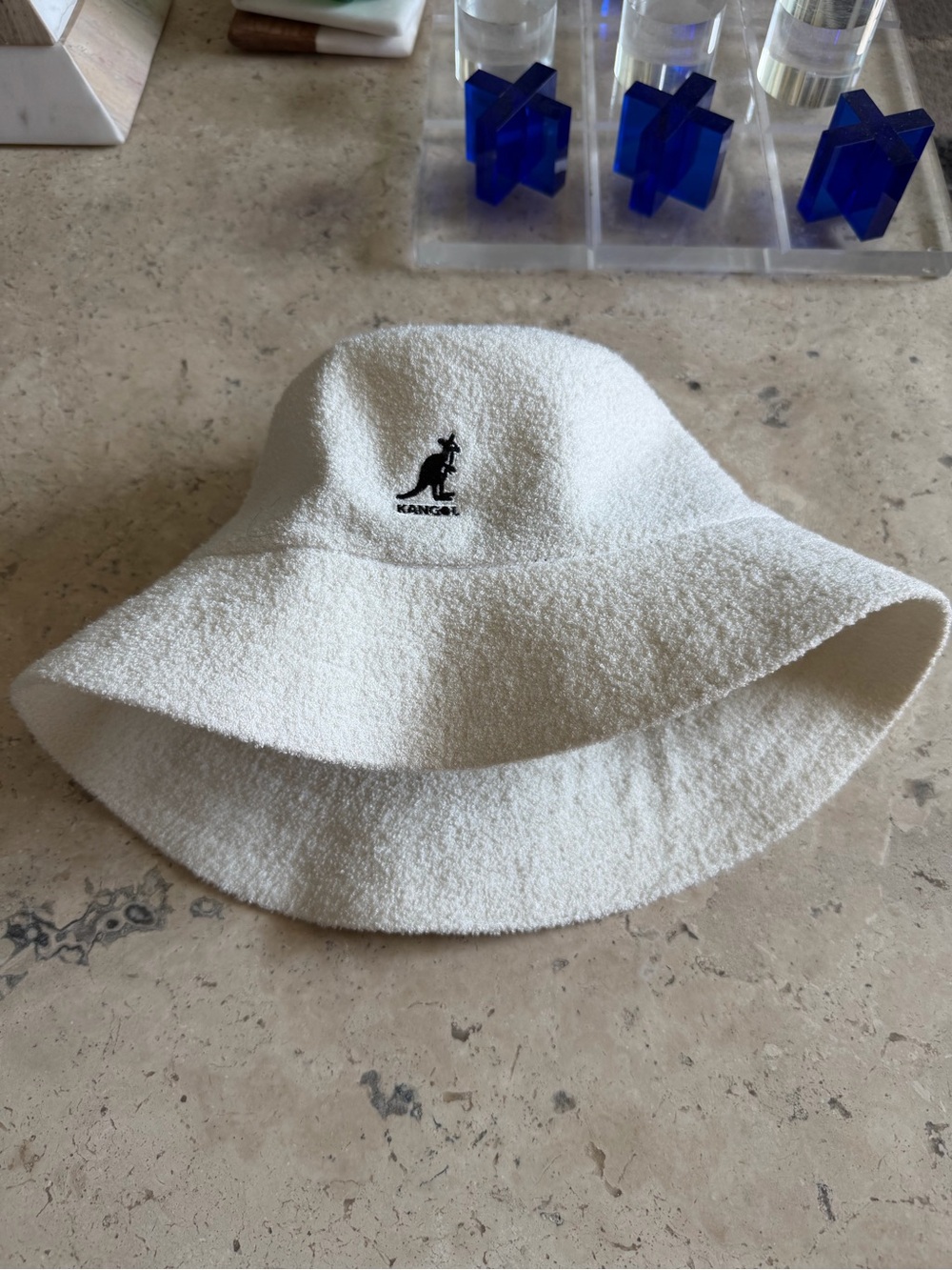 Kangol white terry cloth bucket hat small